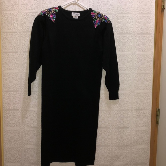 Vintage 80’s Darian Petites Sequined Sweater Dress Medium Petite - Picture 2 of 9